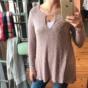Mauve sweater with keyhole